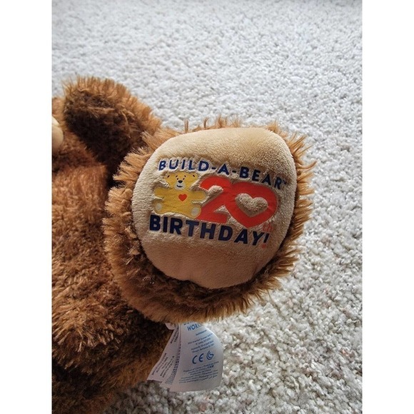 Build A Bear 20th Birthday Bear Plush Brown Moving Joints Stuffed Animal Toy 15” - Picture 2 of 6